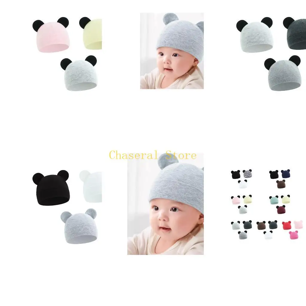 

E7CE 3pcs Crochet Knitted Warm Hat Breathable Comfortable Baby Bonnet Caps