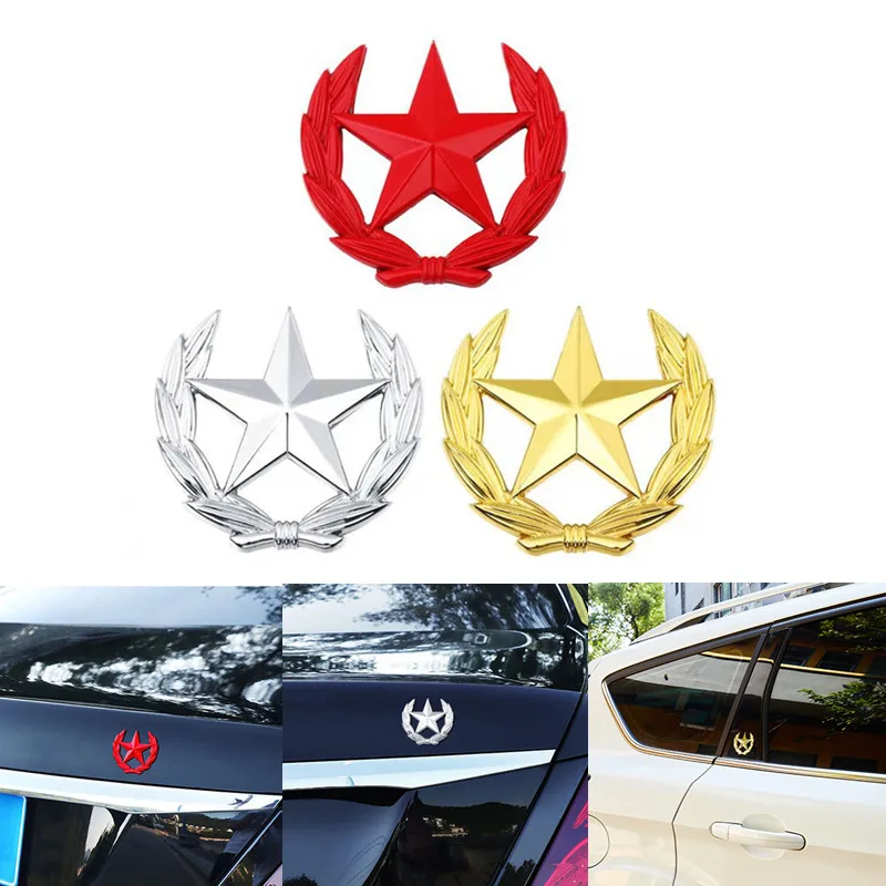 

Металлический значок-эмблема в виде пятиконечной звезды для стайлинга автомобиля, стикер для универсального автомобиля, мотоцикла, декоративные аксессуары