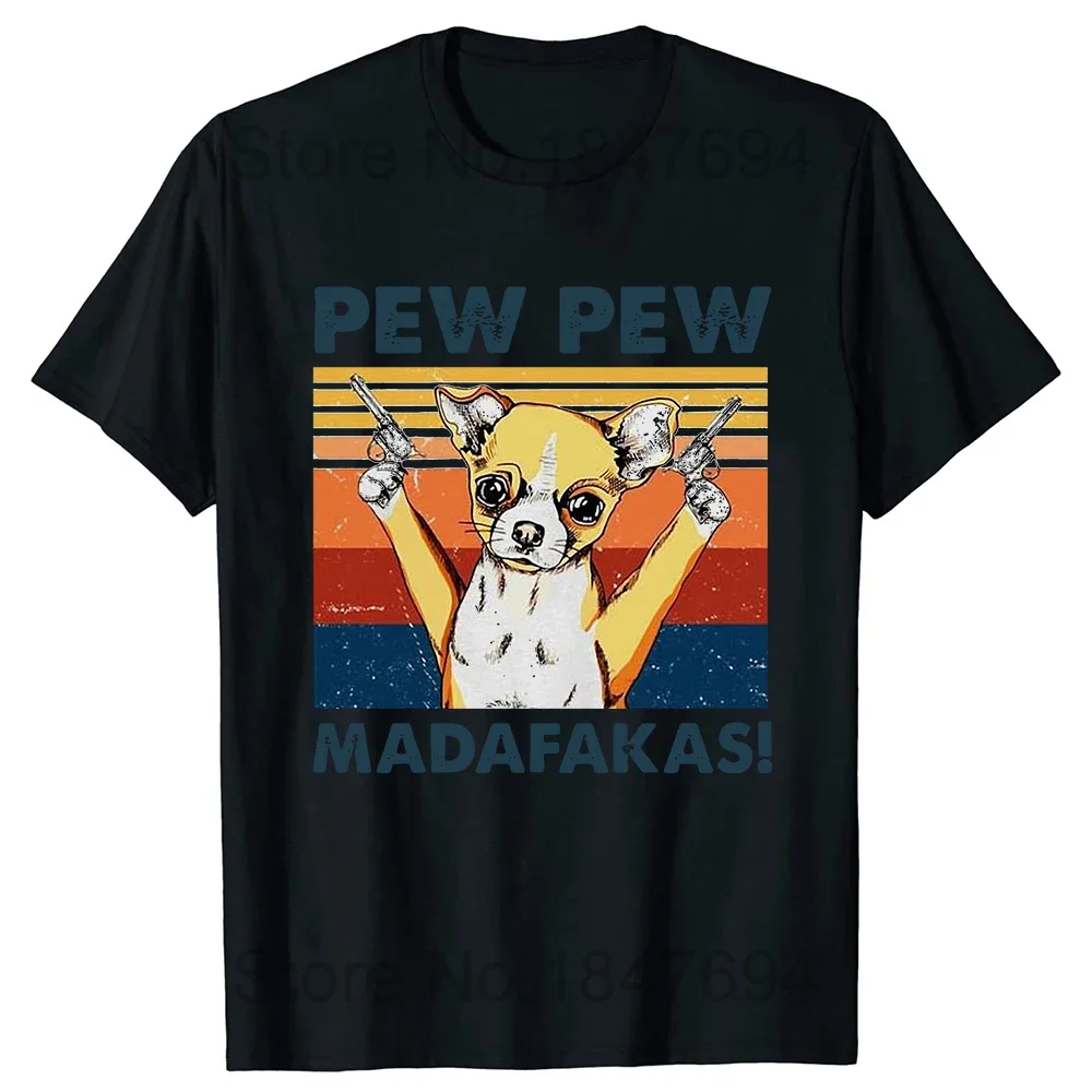 Summer harajuku Three Chihuahuas Howl At Moon 3 WolfsTops Round Neck Short-Sleeve Fashion Clothing Chihuahua Dog Basic T-shirts