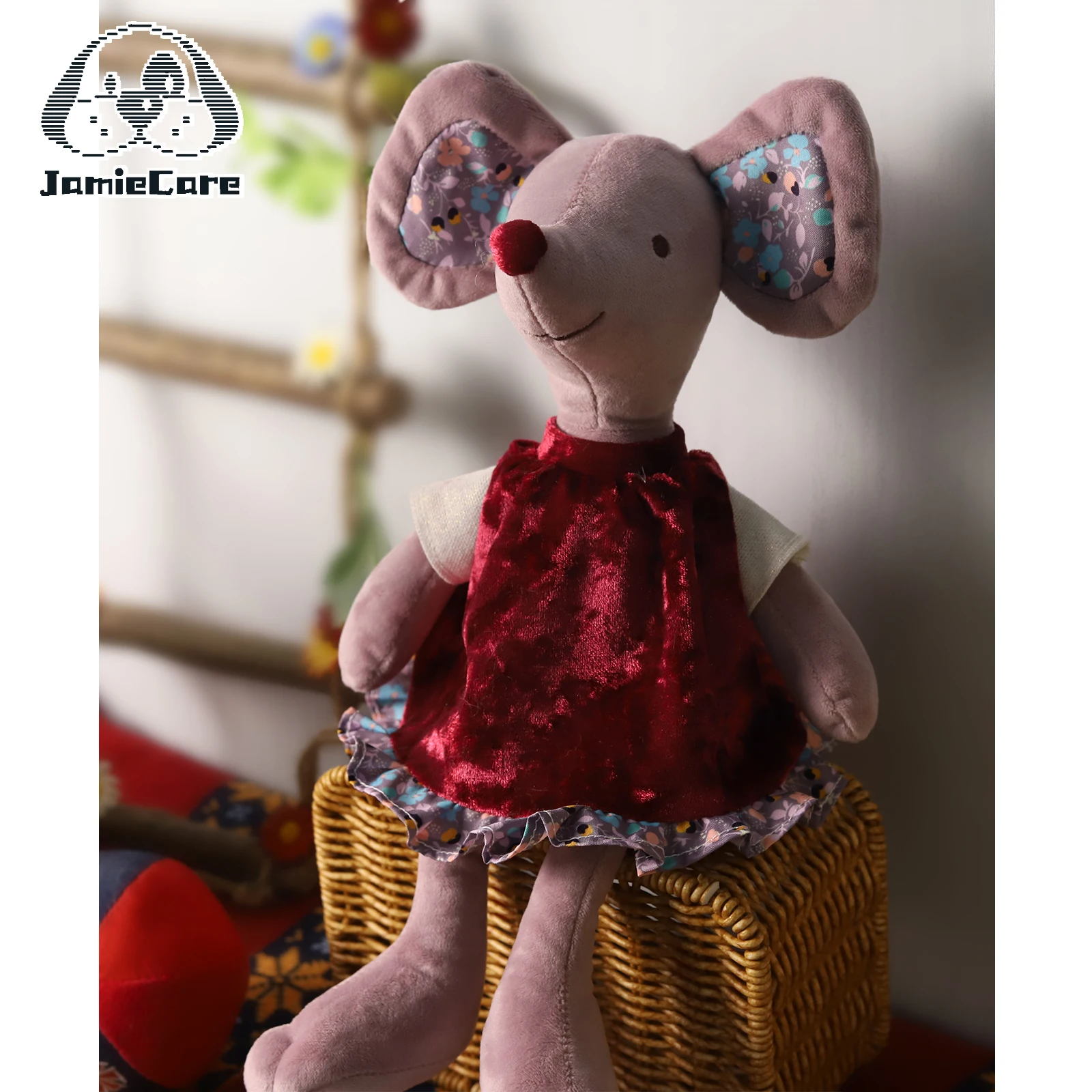 دمى الفأر الحيوانية المحشوة مع تنورة ديكور المنزل لعبة الفأر القطيفة للأطفال زينة غرفة النوم #3