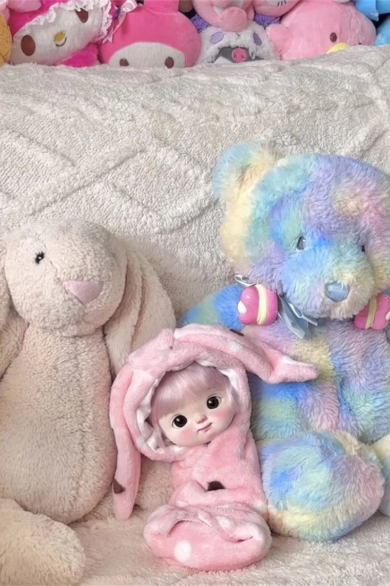 

Doll Colthes BJD Big Tou Dian Dian Set Daily Toys Beautiful Bag Boys Soft Cute Pink Rabbit Ears Hat Girls Gifts Doll Accessories
