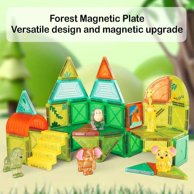 

Children's Toy Forest Dinosaur Animal Magnetic Blocks Starter Set Classroom Essentials, Children's Magnetic Building Blocks Magn