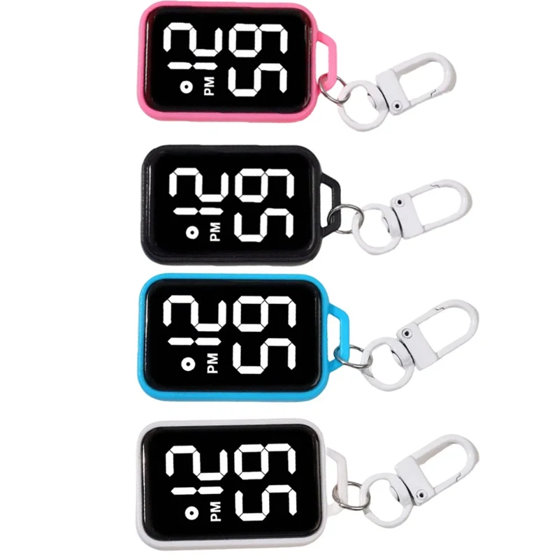 Portable LED Keychain Watch Digital Display Electronic Watch for Youngster Student Backpacks Keys Pendant Timepiece Present