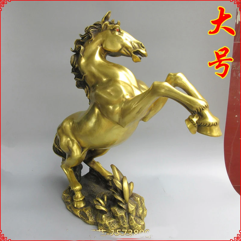 45CM LARGE Huge # HOME Shop company hall decoration FENG SHUI Business Money Drawing Success Good luck horse brass Sculpture