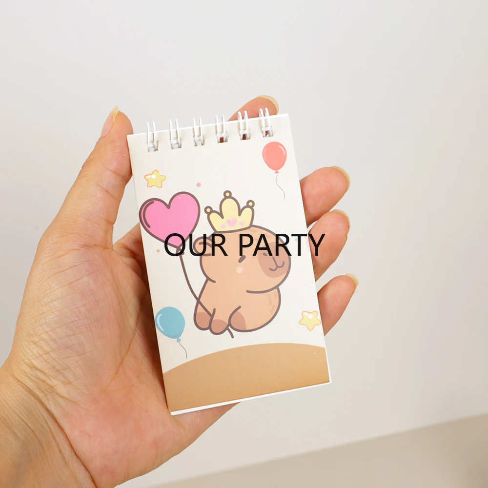 10Pcs Cartoon Animal Capybara Theme Portable Coil Notebook Mini Notepad for Kids Birthday Party Favors Back To School Rewards view 4