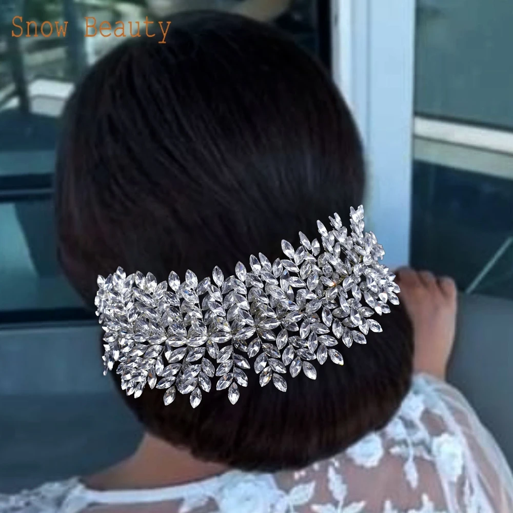 DZ005 Rhinestone Wedding Tiara Women Hair Accessories Crystal Headband Silver Vintage Bridal Crown Headpieces Party Headwear