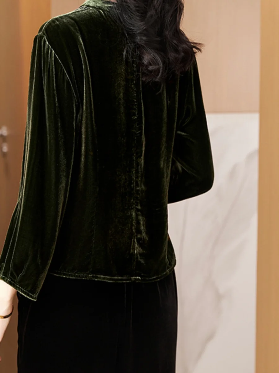 Fluwelen zijden lange Sve irt losse, modieuze basislaagtop voor dames, hoogwaardige T-irt voor moeders, casual basic voor woon-werkverkeer