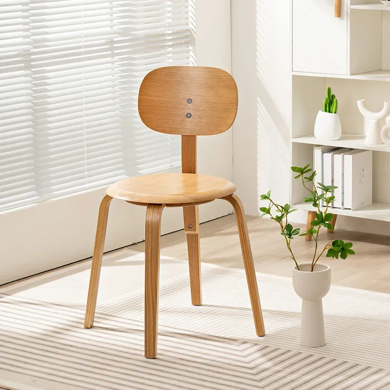 Chaise de salle à manger moderne et simple en bois massif, petite chaise de négociation à dossier de styliste nordique