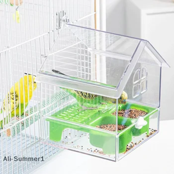 Hanging Parrot Feeder Prevent Scattering Bird Feeding Bowl Multifunction Bird Bath Parakeets Bathtub Bird Cage Accessories 1