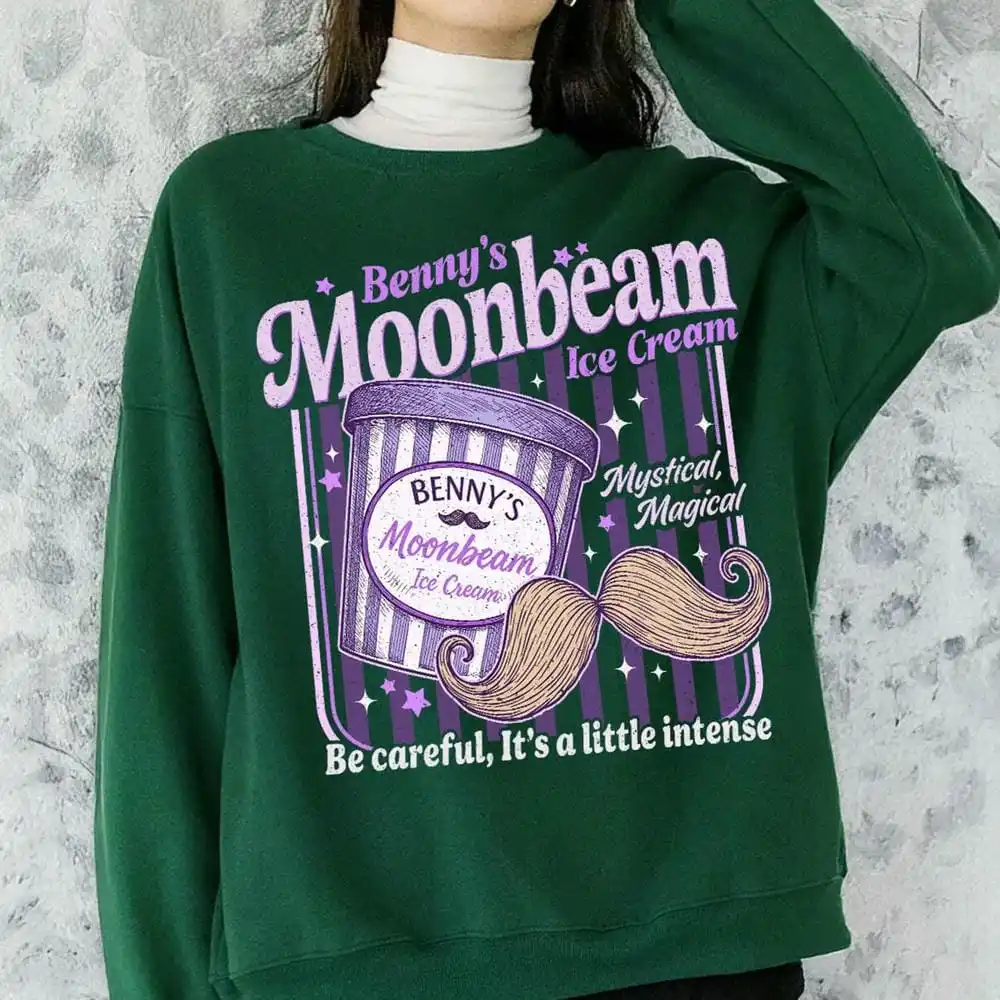 女性ベニーズムーンビームアイスクリーム神秘的な魔法のスウェットシャツ両面ブックィッシュマーチスウェットシャツギフトY2Kユニセックストップストリートウェア