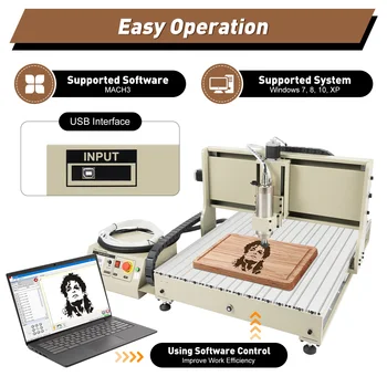 2.2KW USB CNC 6090 Engraving Machine 4 Axis Desktop Metalworking Mill Drilling