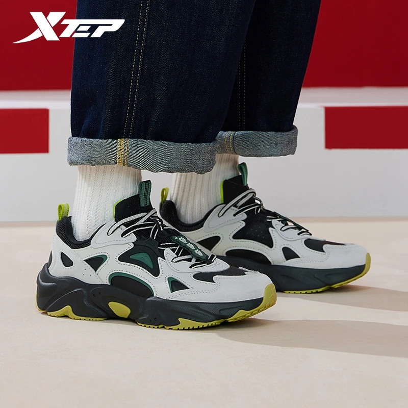 Xtep Casual Shoes For Men 2024 Spring Cushioning Support Increase Men\'s Sports Shoes Vintage Leisure Sneakers 976119320057