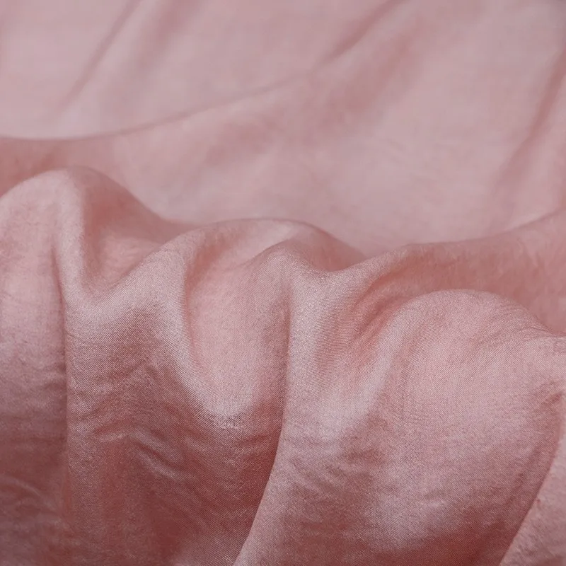 12MM natural silk tussah dirt-dyed and stir-fried fabric spring summer thin transparent artistic style clothing design