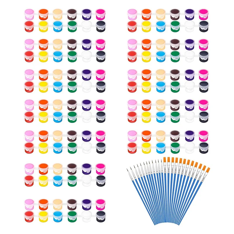 

ABFI 12 Pack 144Pcs Mini Acrylic Paint Set With Brushes For Kids Adults Craft Paint, 12 Colors Washable Acrylic Paint Strips