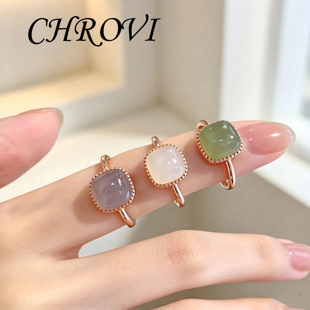 New 925 silver small sugar-shaped and jadeite ring for women, a niche style ring for the index finger.