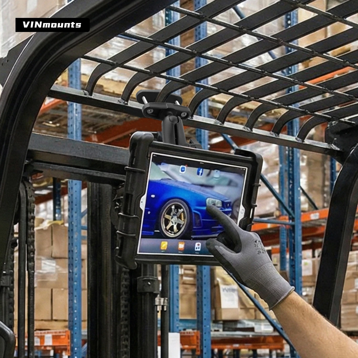 VINmounts 12.9'' Tablet Clamp Holder Adjustable 10.63–12.48'' Length Max 9.37'' Width Universal Anti-Slip Mount