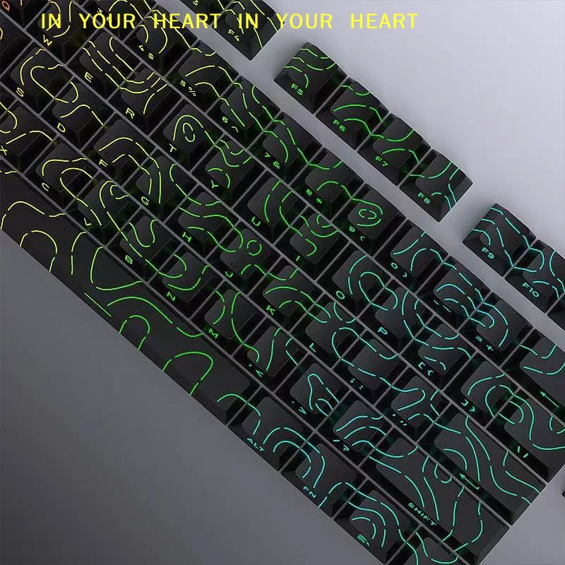 【X】Keycaps 4.0 Version Shine Through 97 Key PBT Profile Side Print Backlit For MX Gamer Mechanical Keyboard