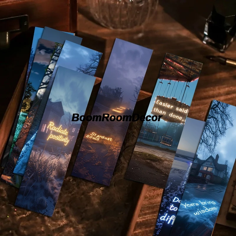 

30PCS Light Strip Text Cards Bookmarks Photography Retro Aesthetic Reading Books Space Teacher With Paper Office Creative Gift