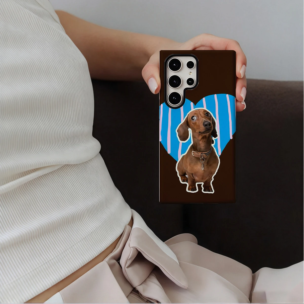 Dachshund Love Phone Case For Samsung Galaxy S26 S25 Ultra S24 S23 Plus Hard Shock‑Absorption 2-in-1Protective Cover