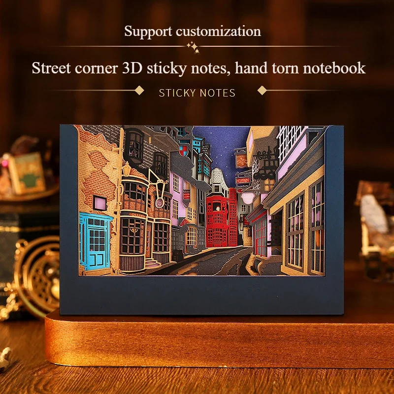 3D DIY Paper Carving Memo Pad, Sticky Post, Creative Stickers, Desktop, Street Corner, Card Craft, Novelty Gift