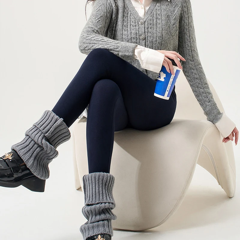 خريف شتاء تمتد الورك رفع لفافة ساق غير مخيطة النساء رشاقته الدافئة تشكيل نحيل طماق عارية يشعر سليم صالح الصوف طماق #2