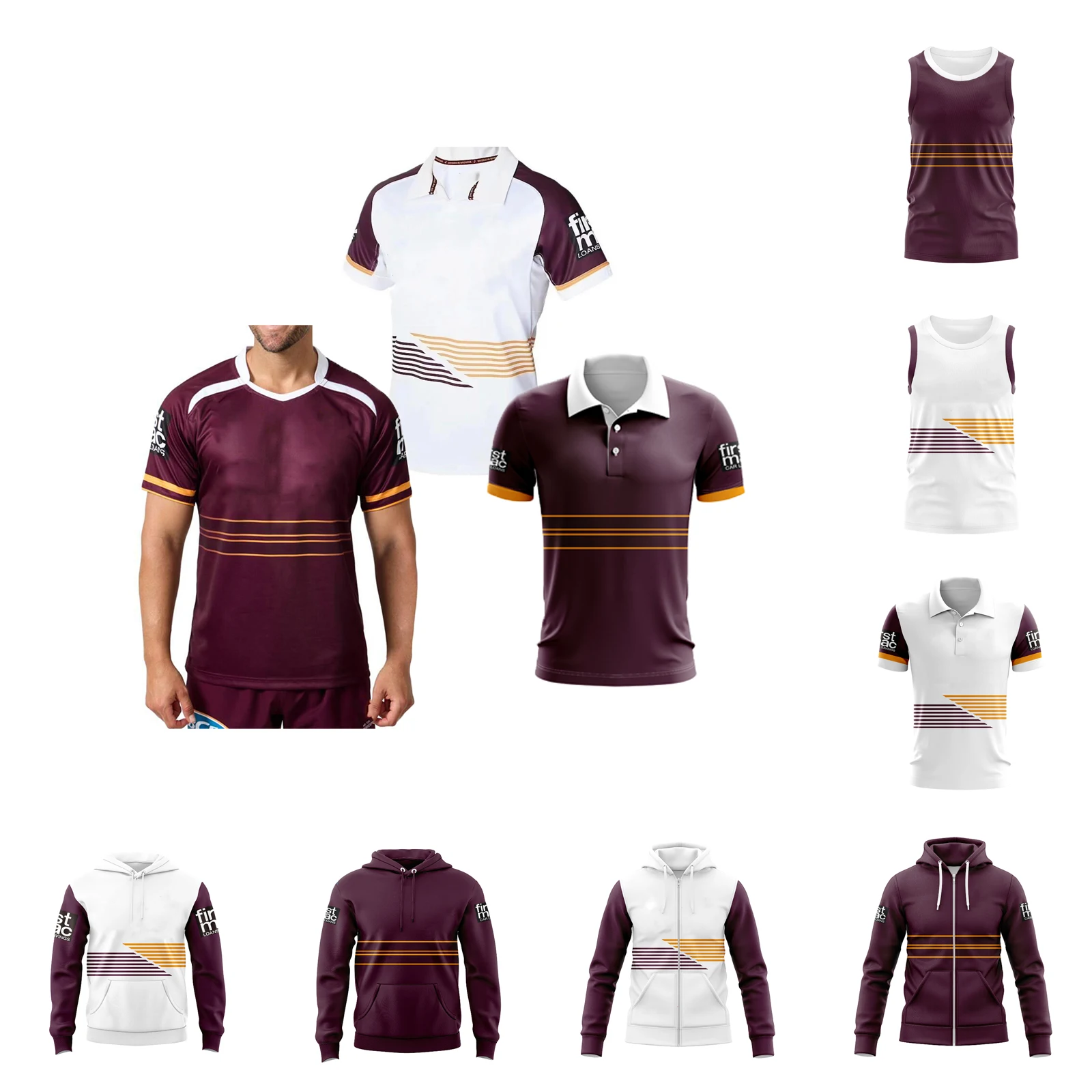 

2025 Broncos Mens Home/Away Embroidered Rugby Jersey Sports Tee Hoodies Vest Customize
