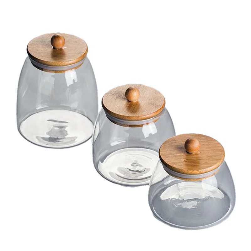 

ABJO-3PCS Стеклянная герметичная банка с деревянной крышкой, большая емкость, герметичные банки Мейсона, контейнер для еды, чайные конфеты, кухонная банка для хранения бутылок