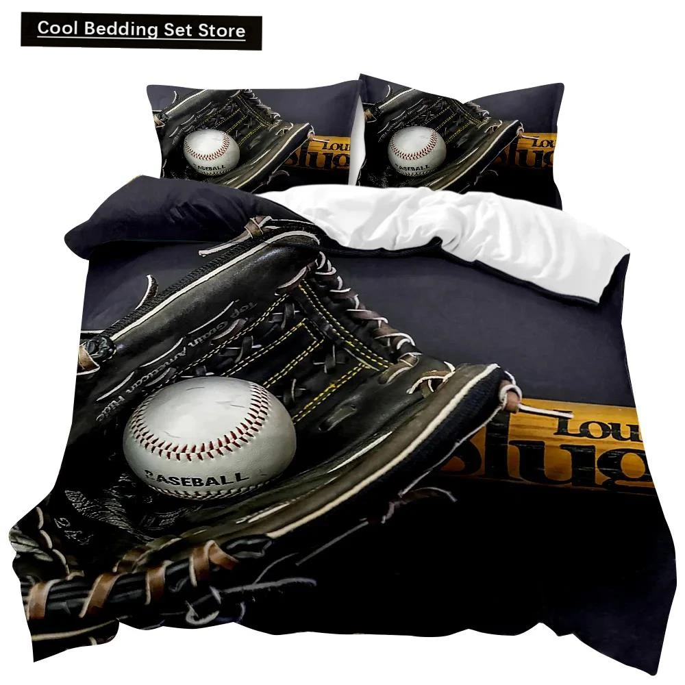 

Baseball Duvet Cover Set Sports Theme Boys Kids Bedding Set 3D Baseball Bedclothes Double Queen King Size Polyester Quilt Cover