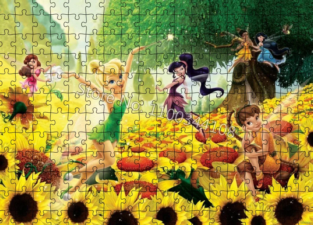 Disney Movie Fairies 300/500/1000 Pcs Puzzles Tinker Bell Jigsaw Puzzle Educational Toys Adult Decompression Game Handmade Gift