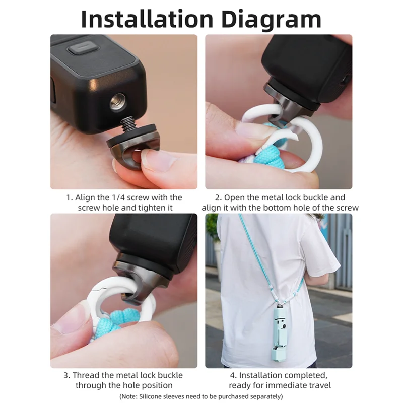 N91R-حزام الرقبة ل DJI OSMO Pocket 3 مع 1/4 المسمار الرقبة حزام يده كاميرا ذات محورين واقية الملحقات