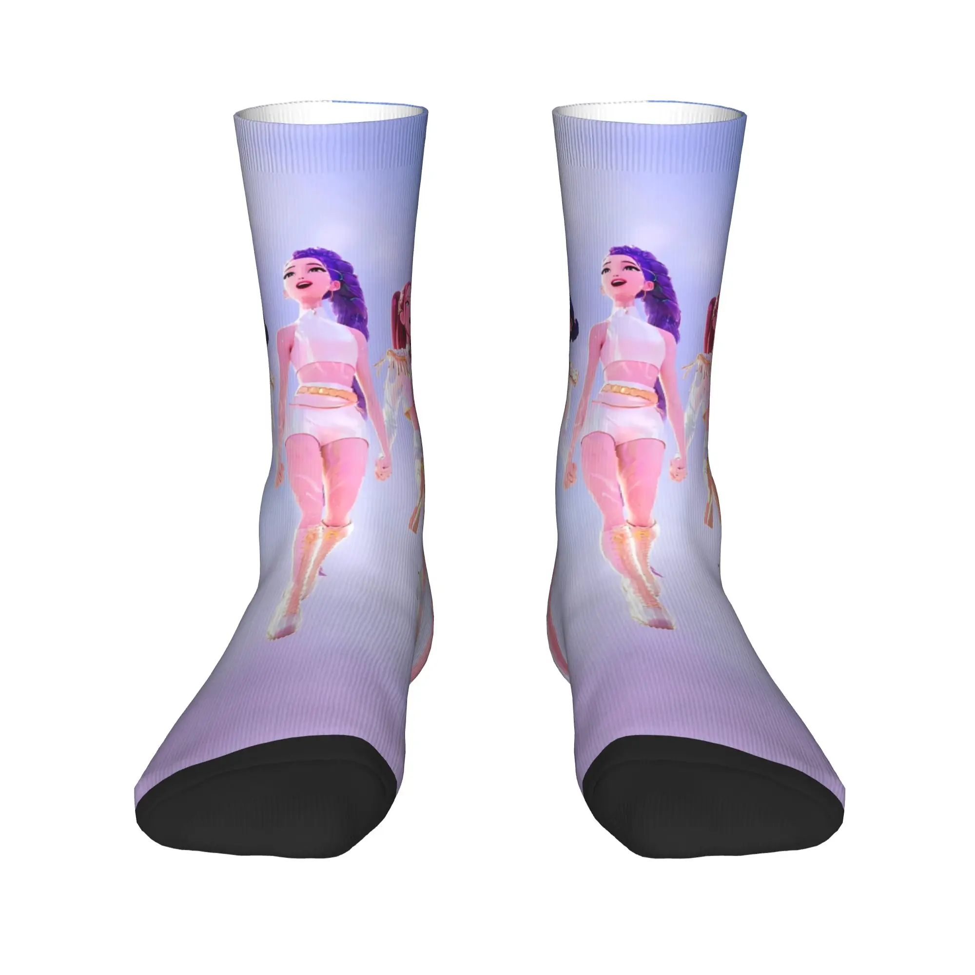 男性靴下 kpop デーモンハンターズ Huntrix ストッキング抗汗ソフトソックス冬モダンプリントスケートボードソックス