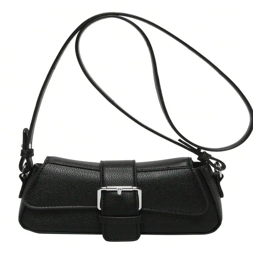 

Качественная однотонная женская модная сумка через плечо на молнии с кожаным ремнем через плечо