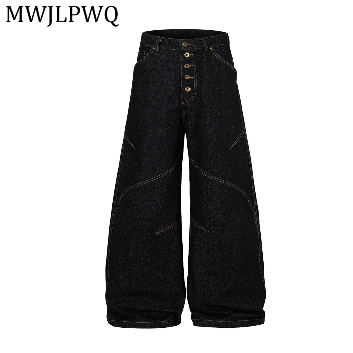 

Джинсы MWJLPWQ в американском уличном стиле, мужские, дизайнерские, в стиле RO, с эффектом потертости, свободные, широкие штанины, новинка 2026, 13138