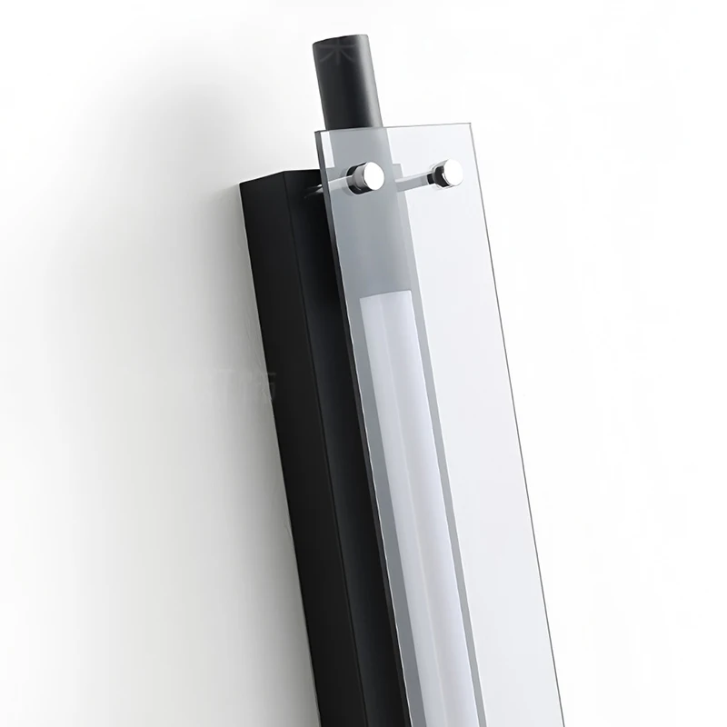 Modern Black Glass Wall Lamp, Minimalist Linear Light for Bedroom Corridor, Italian Luxury Design