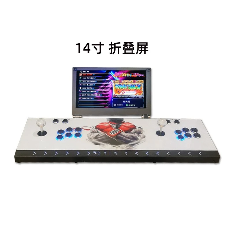 

14-дюймовая игровая консоль со складным экраном, портативная классическая ностальгическая домашняя боевая машина с джойстиком, встроенные массивные игры