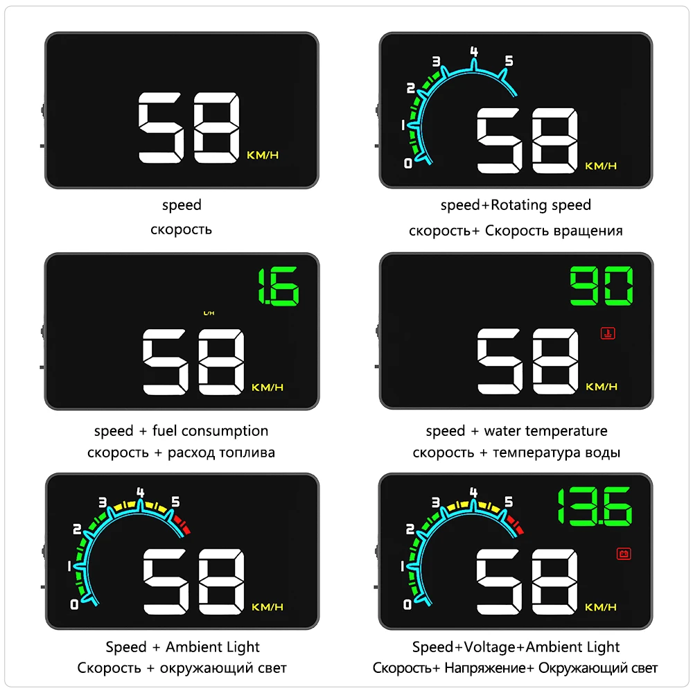 ZQKJ D3000 EOBD OBD2 Car Head Up Display Windshield Projector Alarm Digital Speedometer Auto Electronics Accessories LCD HUD