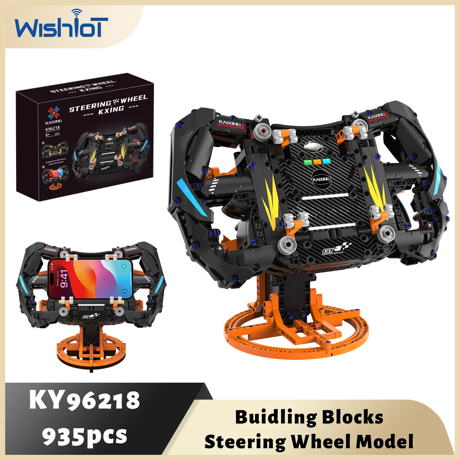 

Строительный блок, имитация гоночных колес, модель, держатель для мобильного телефона, подставка, 935 шт., рулевое колесо в сборе, игрушки для мальчиков, праздничные подарки