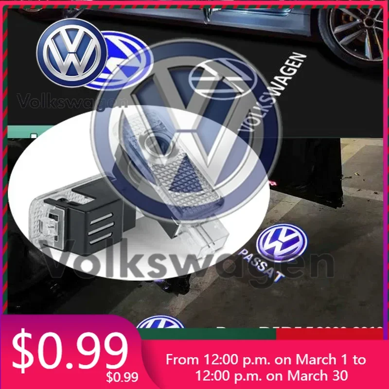 

For VW Volkswagen Car Sticker 2Pcs LED Car Door 3D Projector Courtesy Lamp Ghost Shadow Light For VW Passat B5 B5.5 2000-20