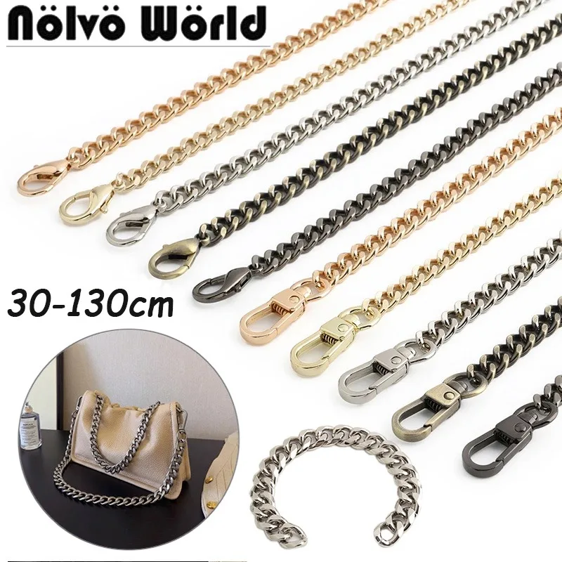 30-130cm 7mm Custom Gold Aluminum Handbag Chain Light Weight Multicolor Fashionable Metal Chain for DIY Bag Accessories