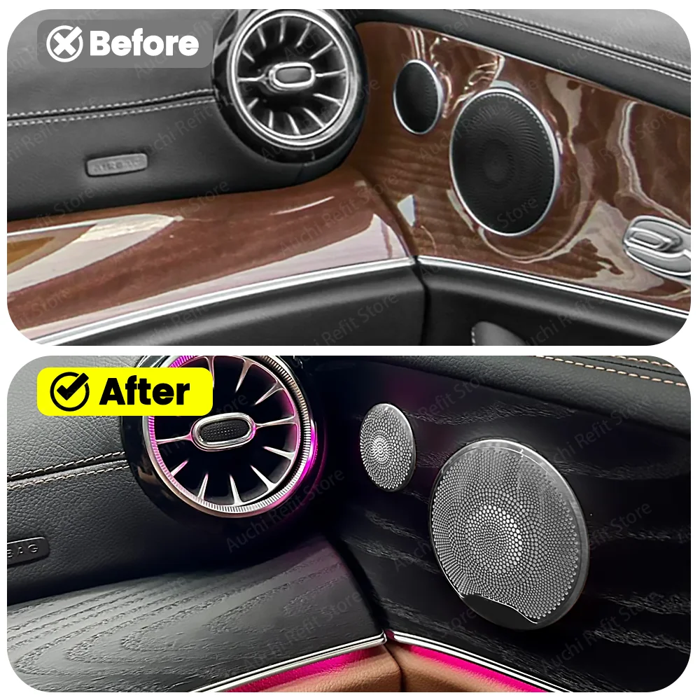 No Lighting Stainless Steel Car Audio Speaker Decorative Cover for Mercedes Benz C Class W205 GLC X253 E Class W213 E-coupe W238