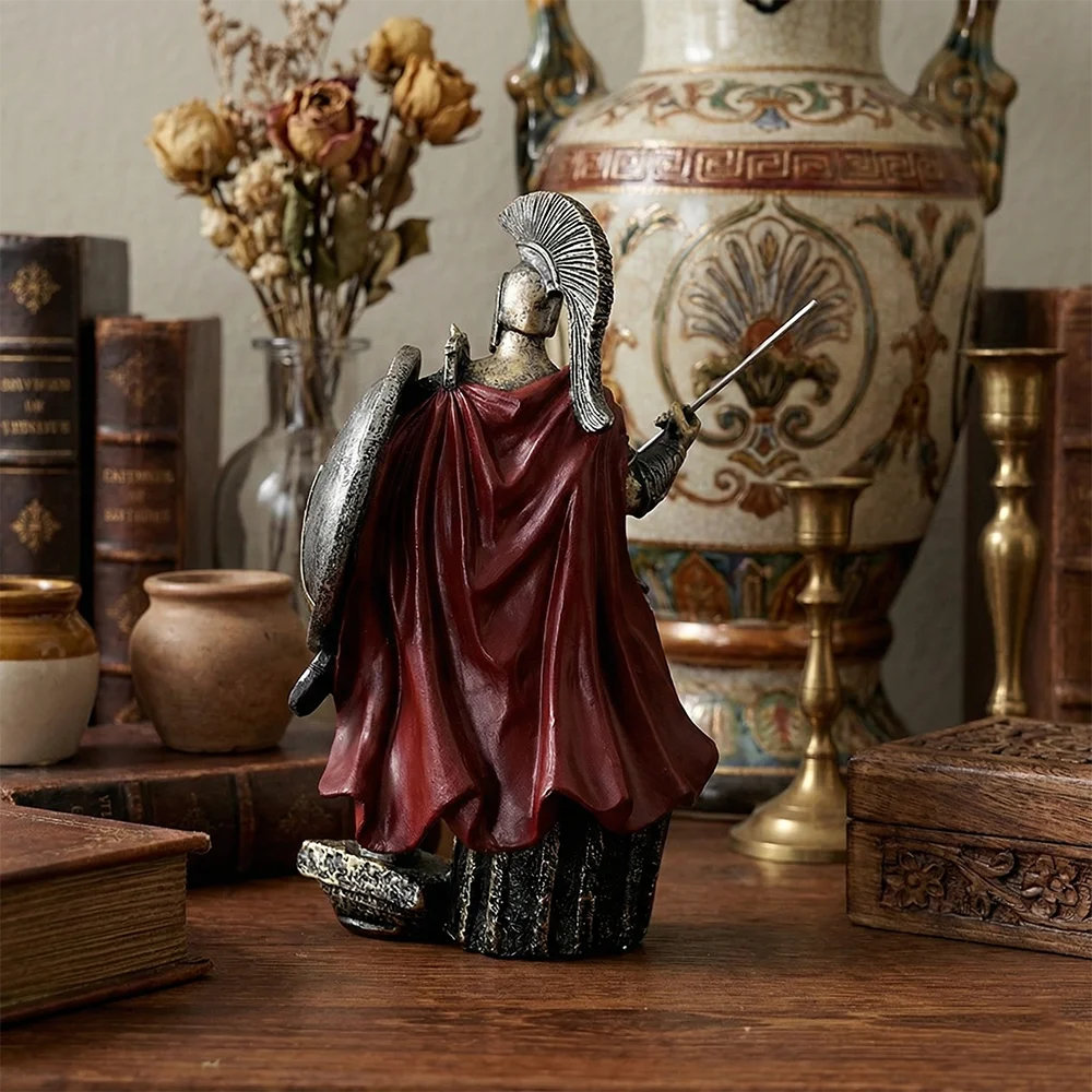 Spartanischer Krieger Harz-Figurine Griechische Soldaten-Statue mit Schwert Heim-Deko Büro-Schreibtisch-Ornament Geschenk für Männer – Detail 4