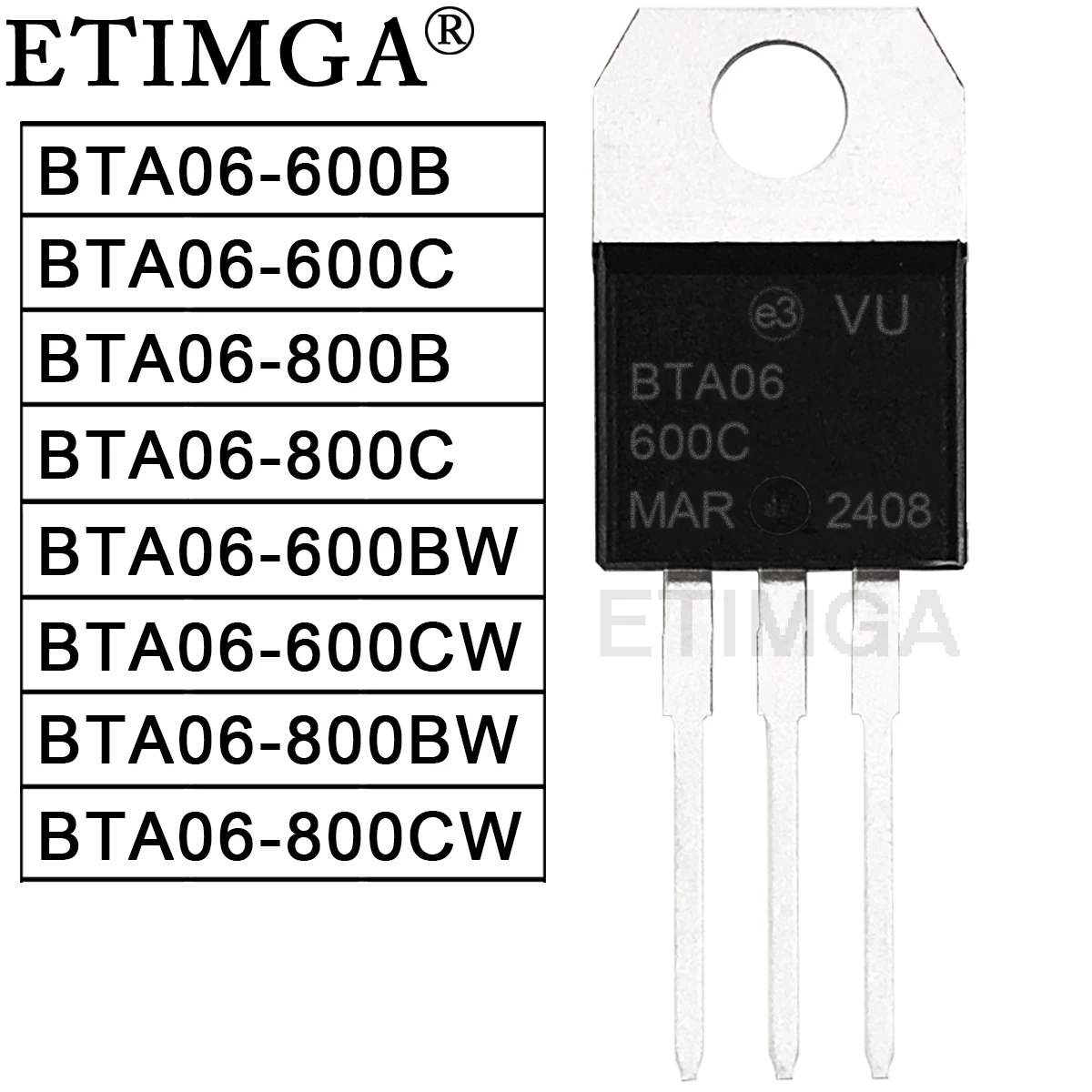 10PCS/LOT BTA06-600B BTA06-600C BTA06-600BW BTA06-600CW BTA06-800B BTA06-800C BTA06-800BW BTA06-800CW TO220 Transistor New