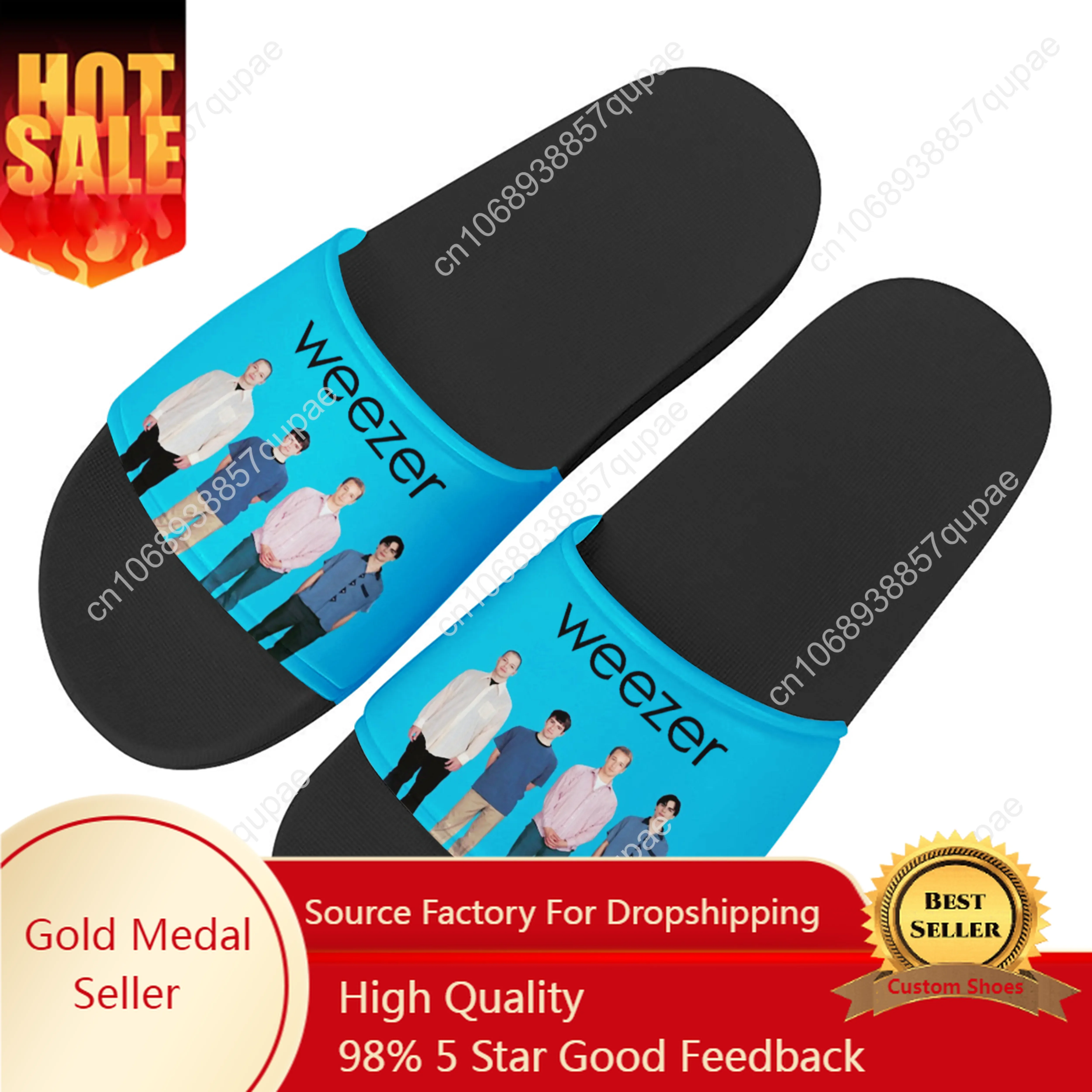 

Weezer Slippers Home Water Shoes Pop Rock Band Singer Men Women Teenagers Beach Pool Sandals High Quality Custom Summer Slipper