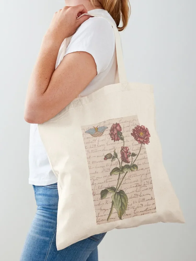 Flowery Books And Tea Tote Bag supermarket folding bag female bag