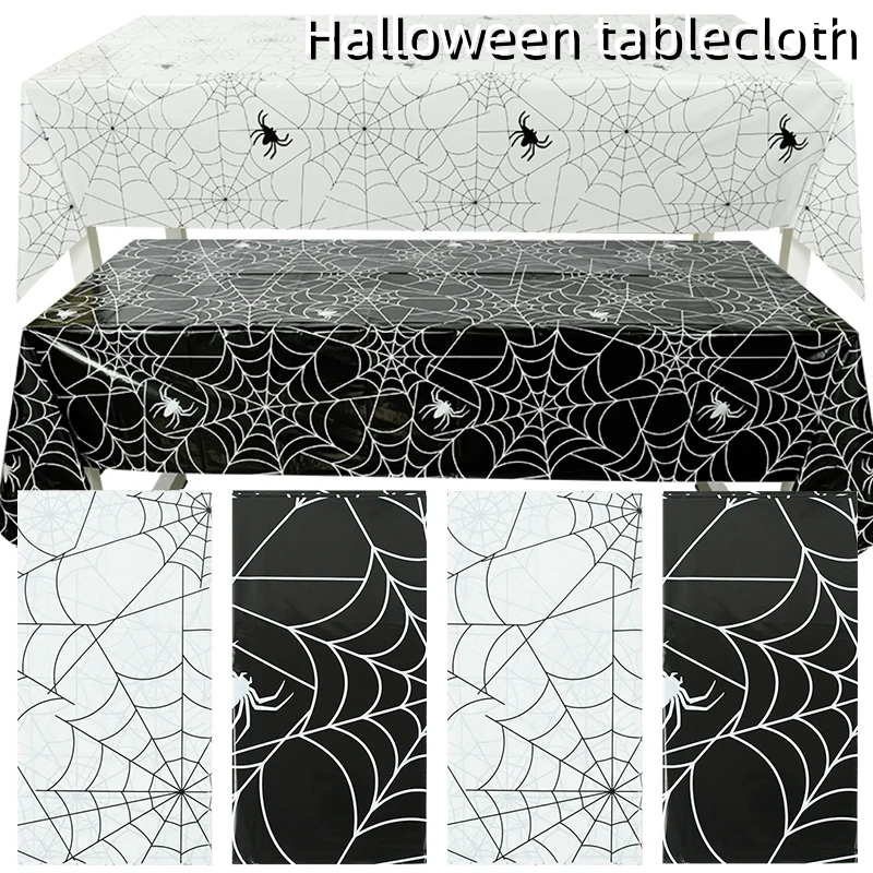 

Halloween Decor Tablecloth Black White Spider Web Rectangle Table Covers Family Dinner Outdoor Picnic Halloween Party Decor Mats