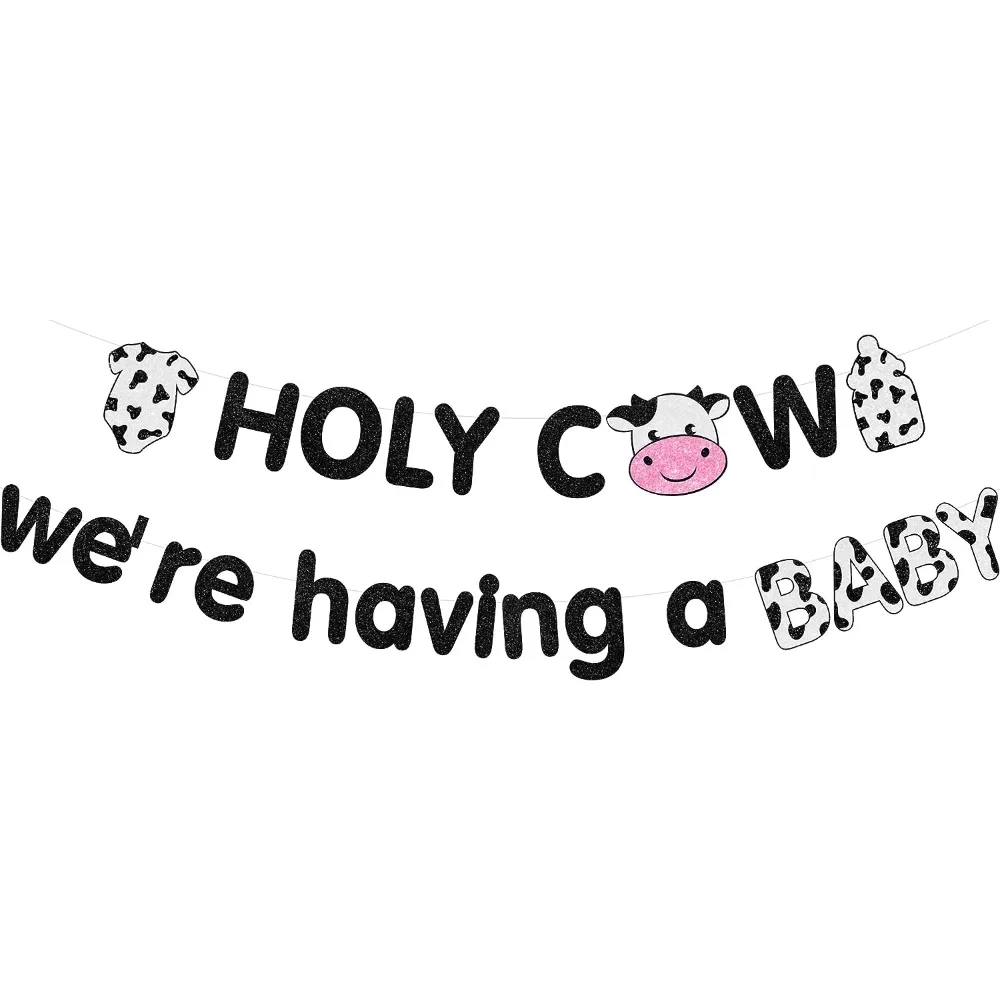 Holy Cow Baby Shower Decorations Holy Cow We’re Having A Baby Banner for Boys and Girls Farm Cow Theme Baby Shower Supplies