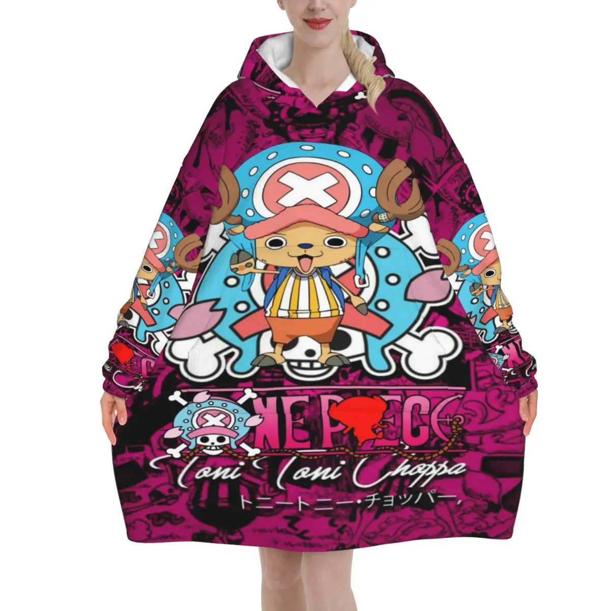 

Luffy Zoro Tony Chopper Anime Wearable Blanket Hoodie for Women Men Warm Cozy Blanket Sweatshirt Thick Fleece Hooded Blanket