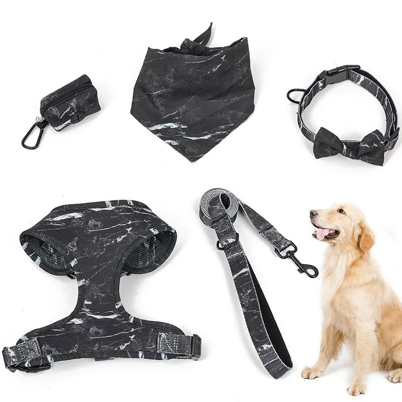 6 Sets Dog Leash Chest Harness Collar poop bag Collar Leash Vest Pet Harness