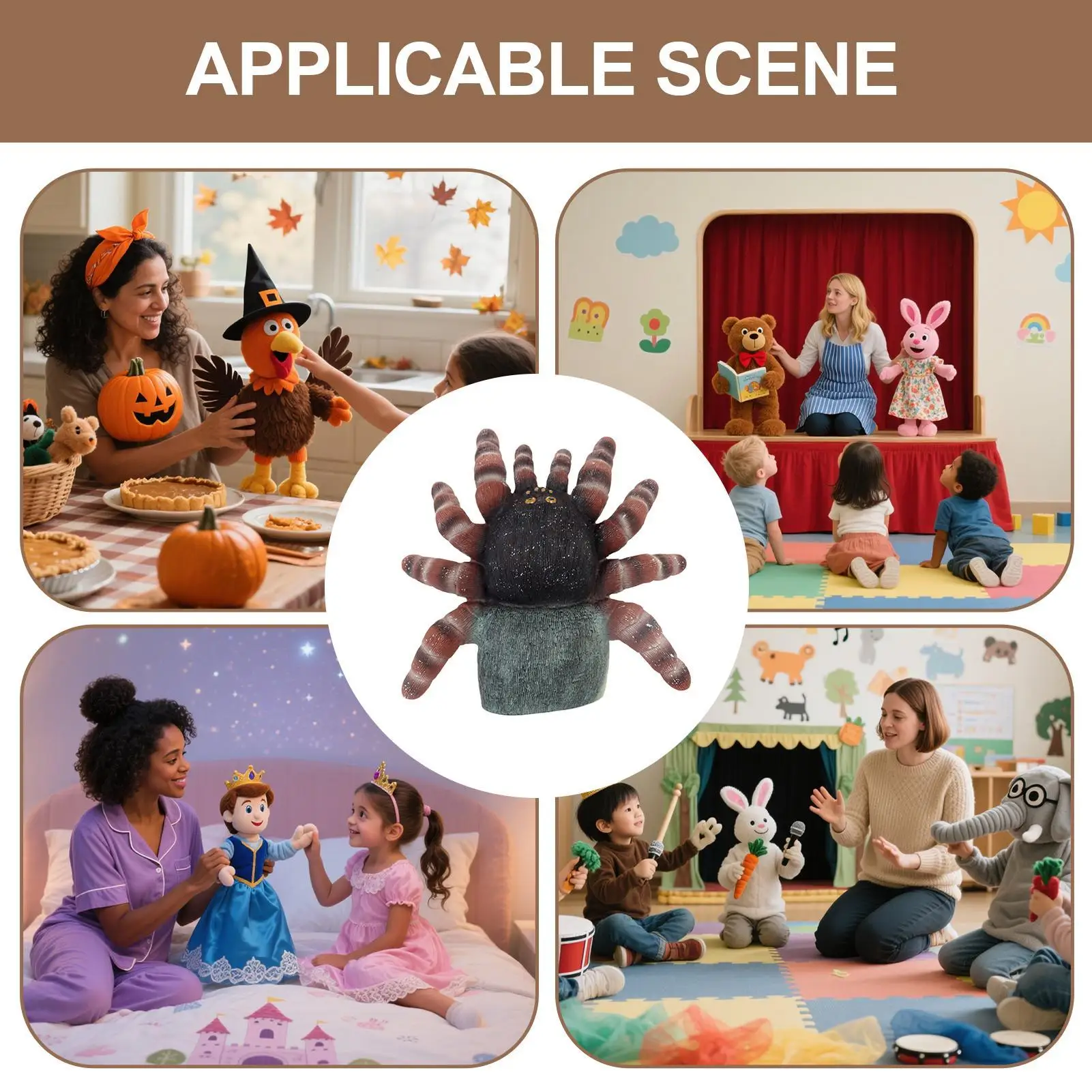 Spinnen-Handpuppe, Spinnen-Rollenspiel-Puppen, realistische gruselige Halloween-Puppe für Erwachsene, Vorschule, Geschichtenerzählen, Zuhause, Kindertagesstätte