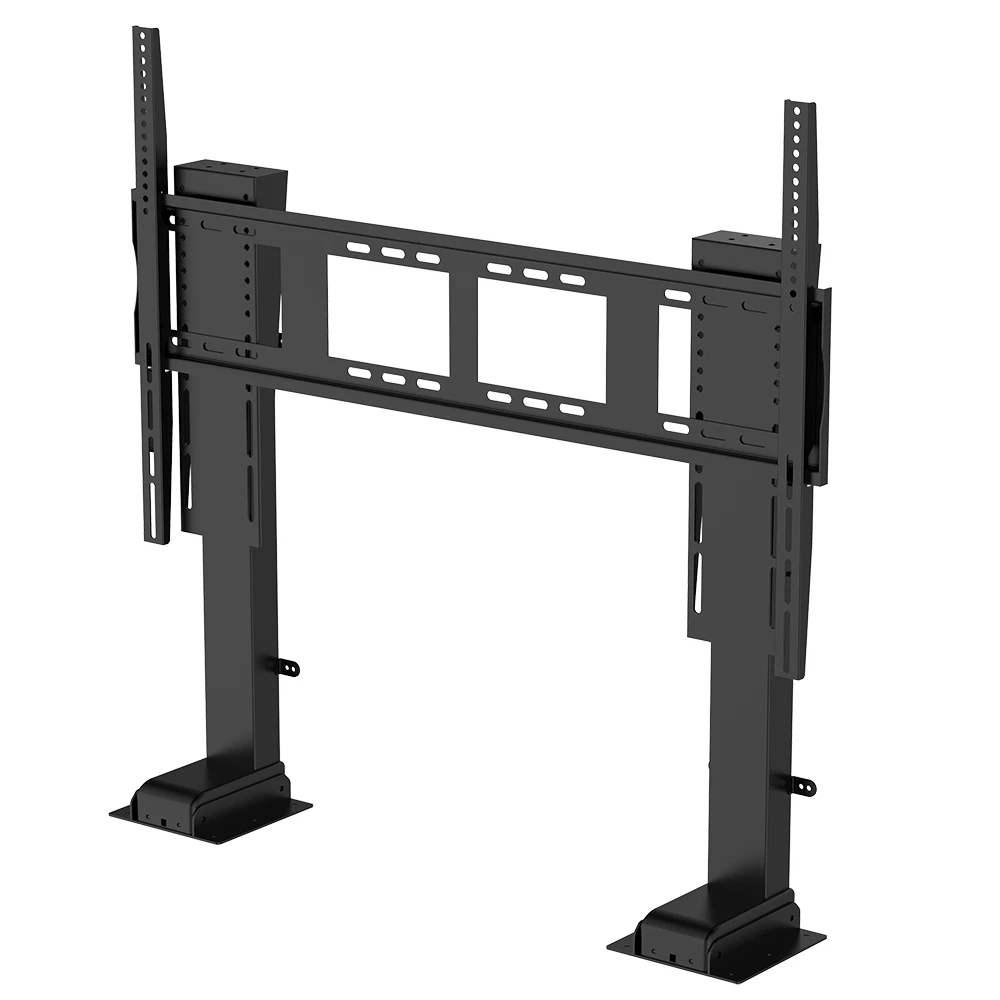 

Двухколонное моторизованное крепление для телевизора 65–100 дюймов с автоматическим подъемом, электрический регулируемый по высоте подъемник для телевизора с пультом дистанционного управления